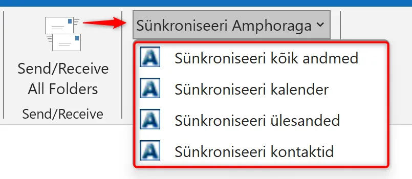 !Amphora Outlook synchronization