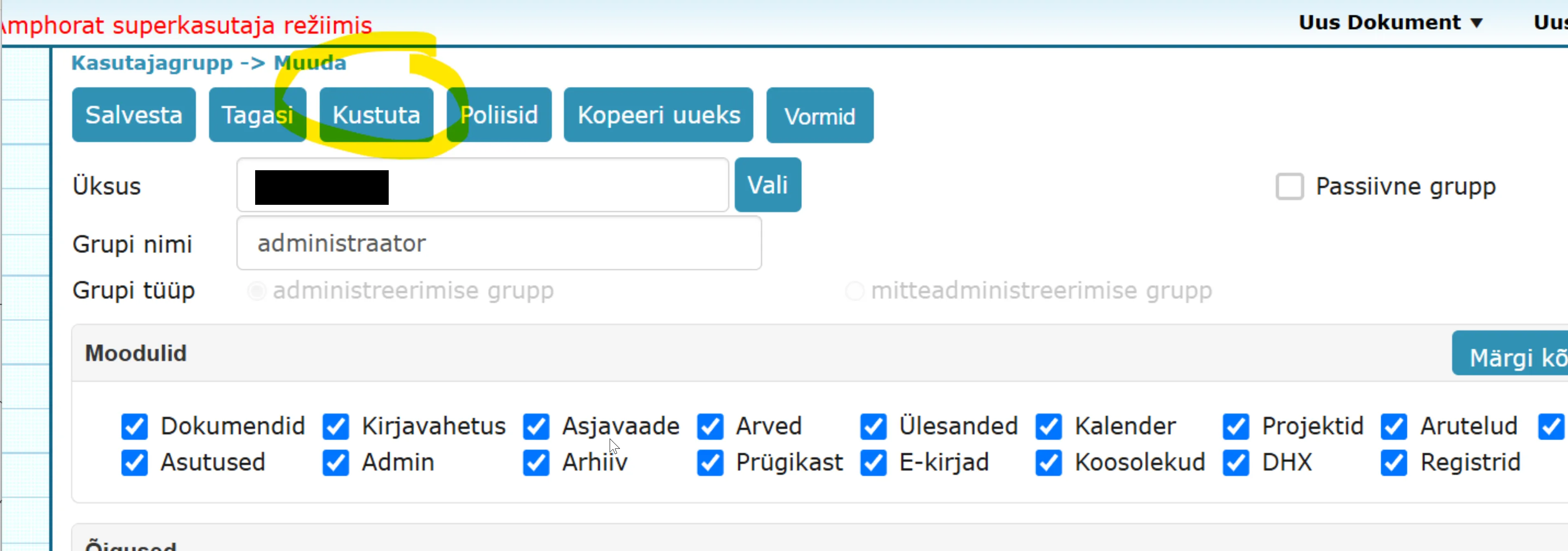 !Deleting a User Group