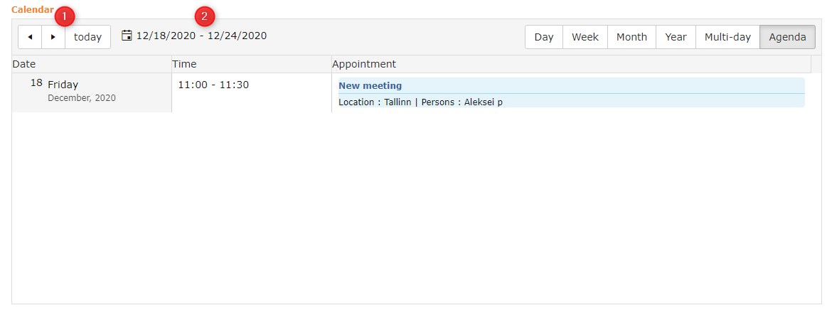 !Agenda view