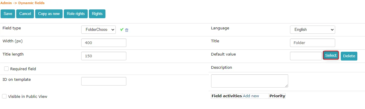 !Default value selection