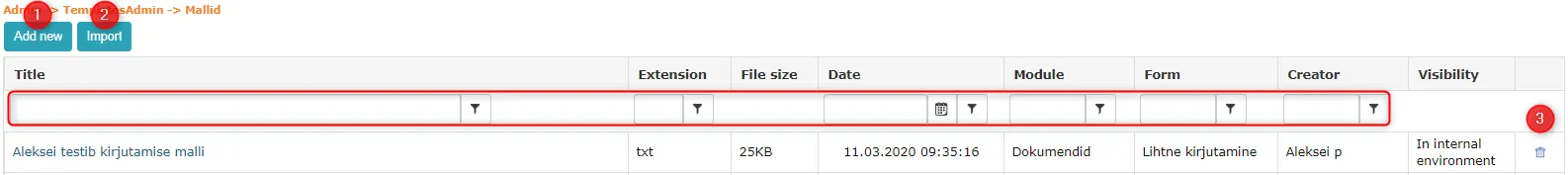 !Templates view