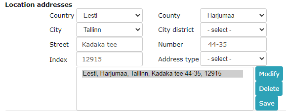 !Location addresses