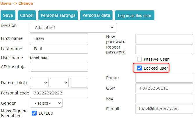 !User locking