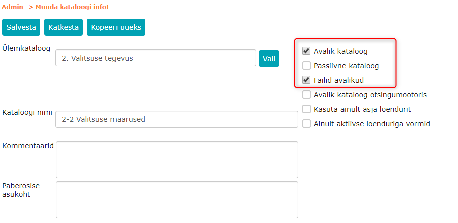 !Directory options