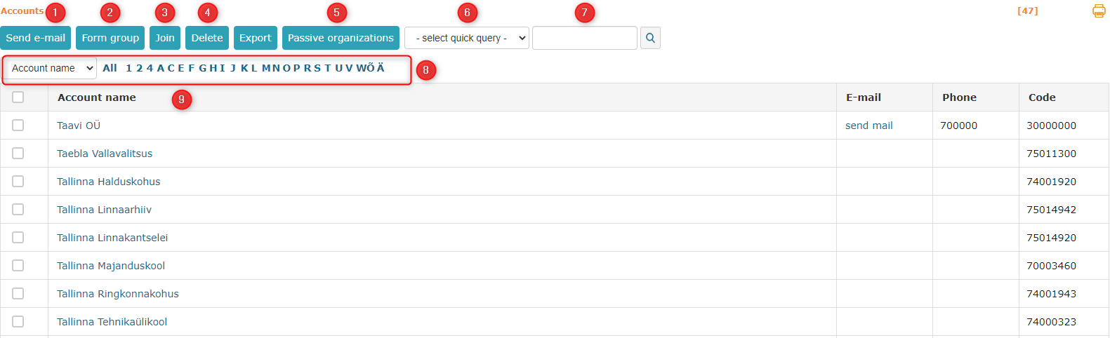 !Organizations List