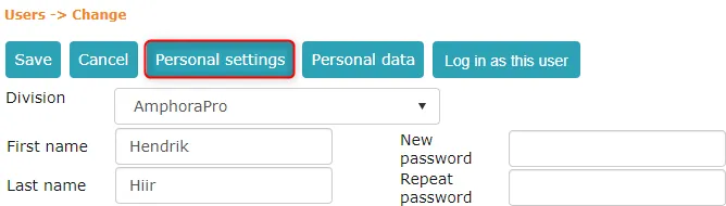 !Personal settings