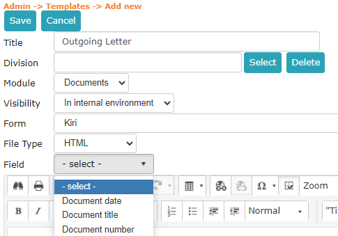 !Template field dropdown