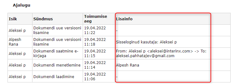 !Additional info column