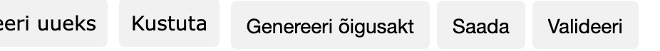 The "Genereeri õigusakt" (Generate legal act) button in the document view
