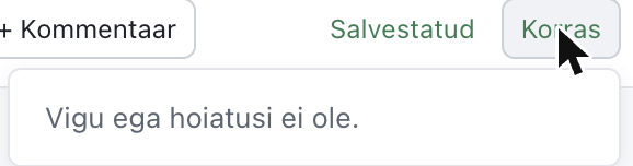Compliance validation — "Vigu ega hoiatusi ei ole." (No errors or warnings.)