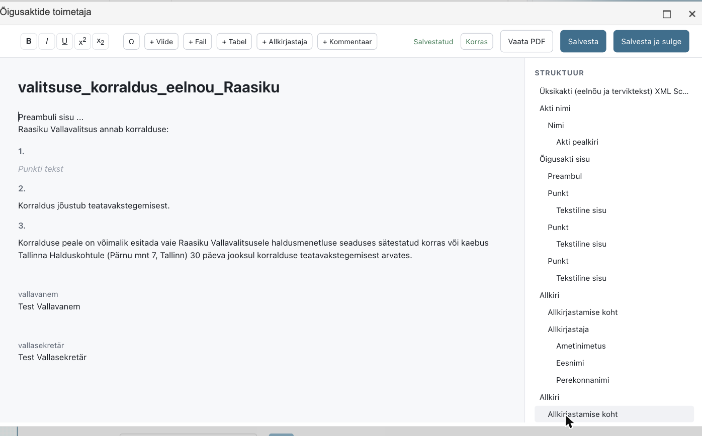 akt-editor open with a draft