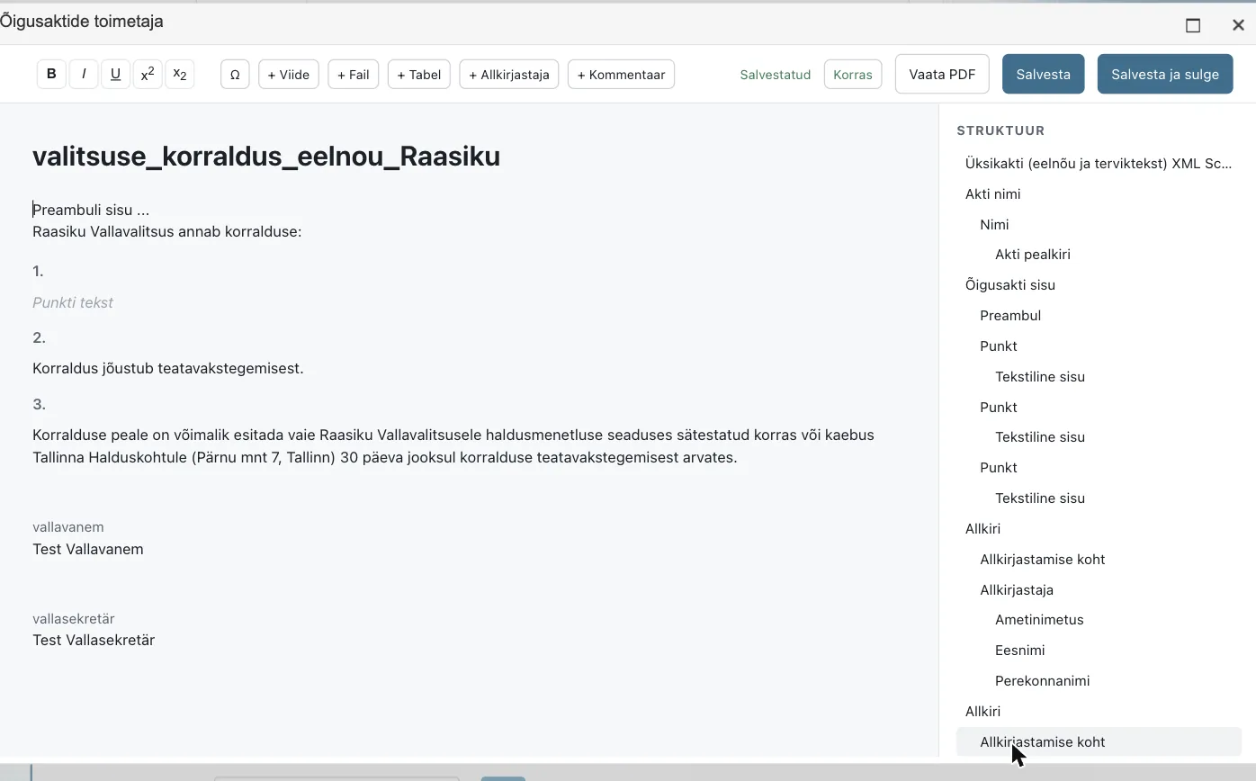 akt-editor open with a draft