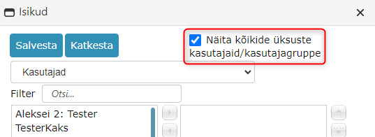 Show all units' users/user groups