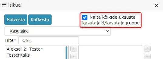 Show all units' users/user groups
