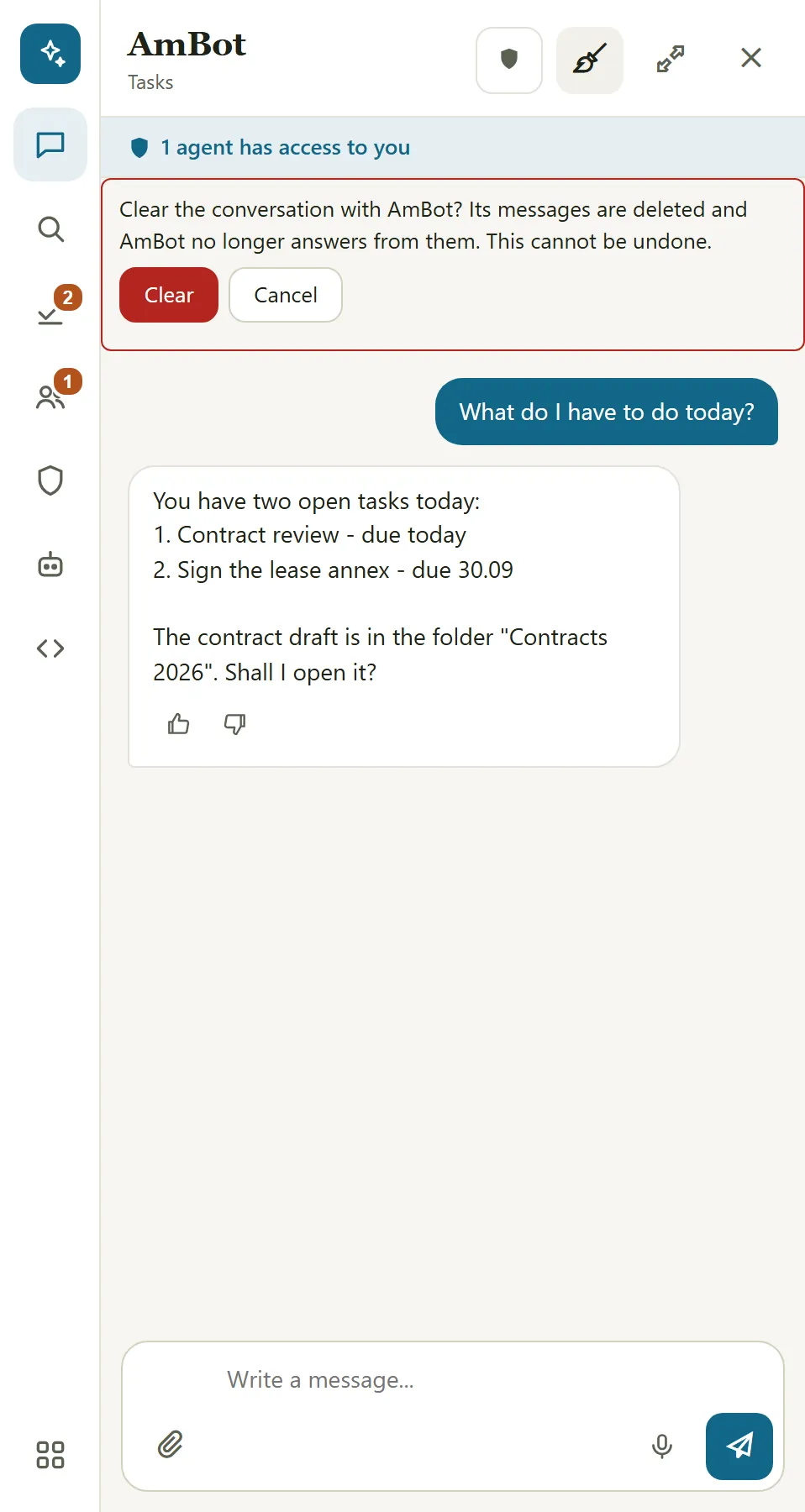 !Clearing a conversation