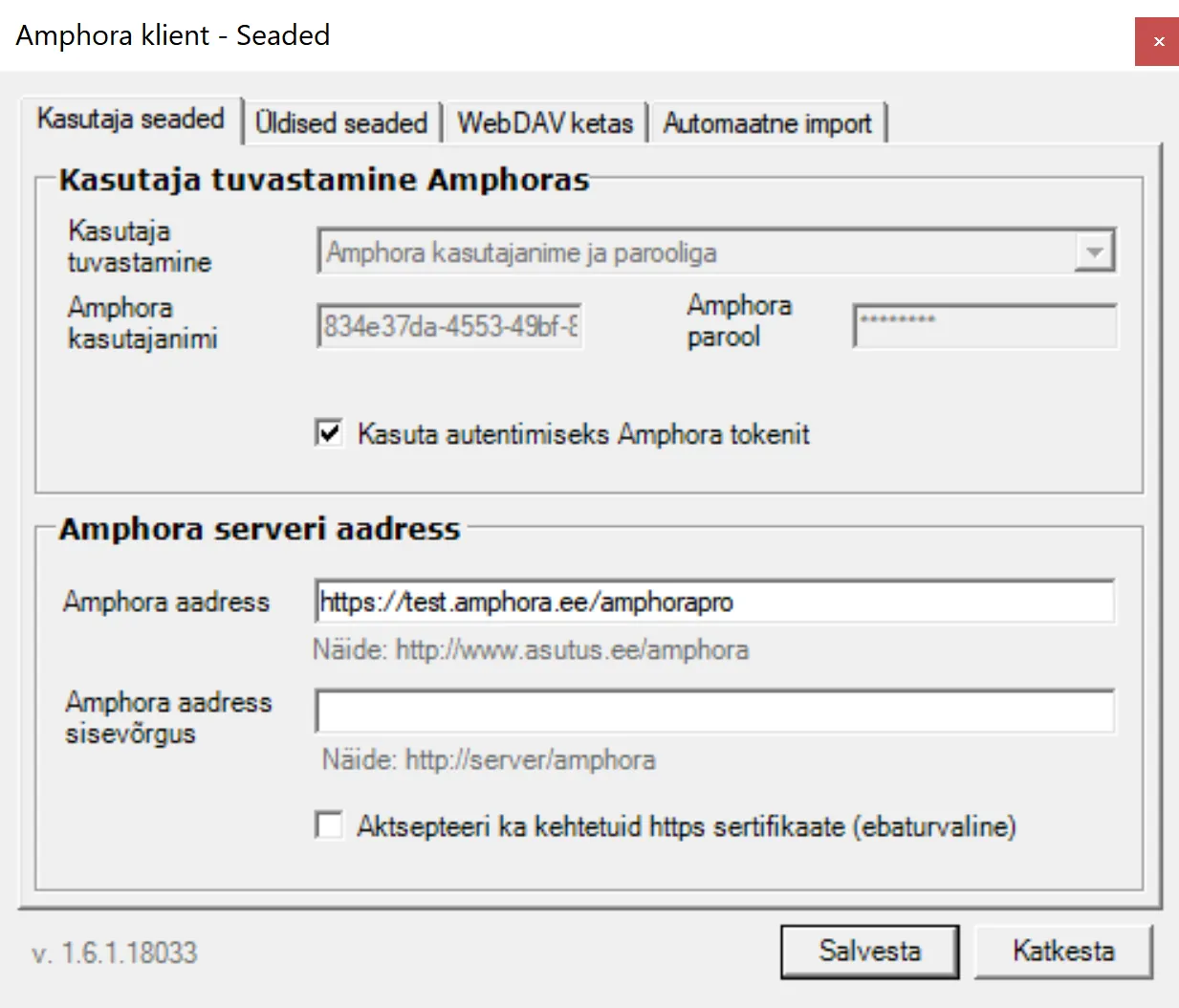 !Amphora Client settings