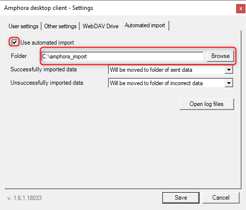 !Automatic Import Settings