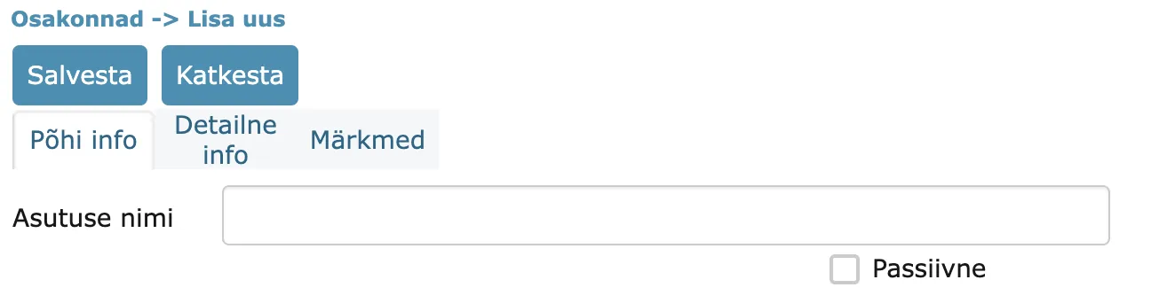 Business registry search on department form