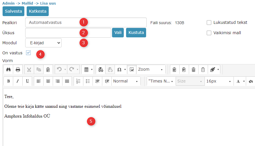 !Automatic reply settings