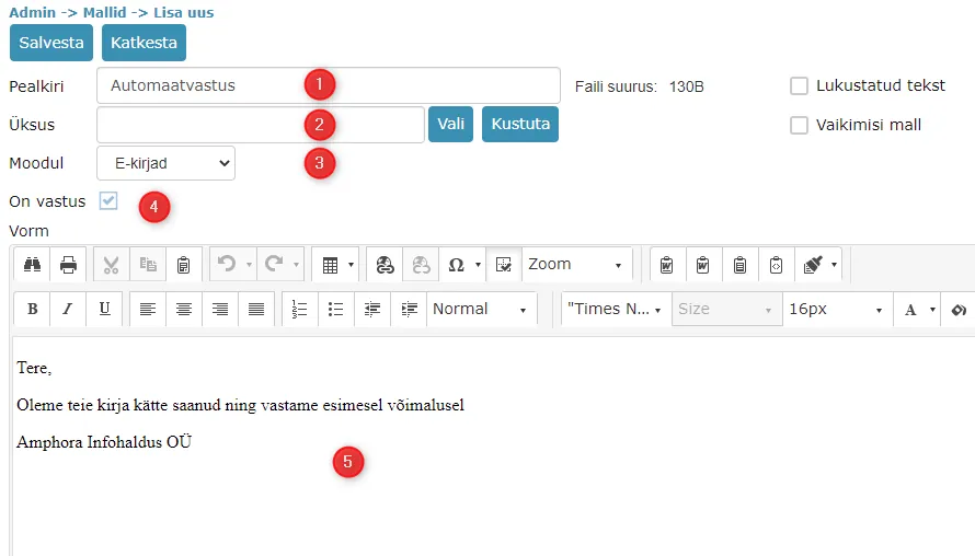 !Automatic reply settings