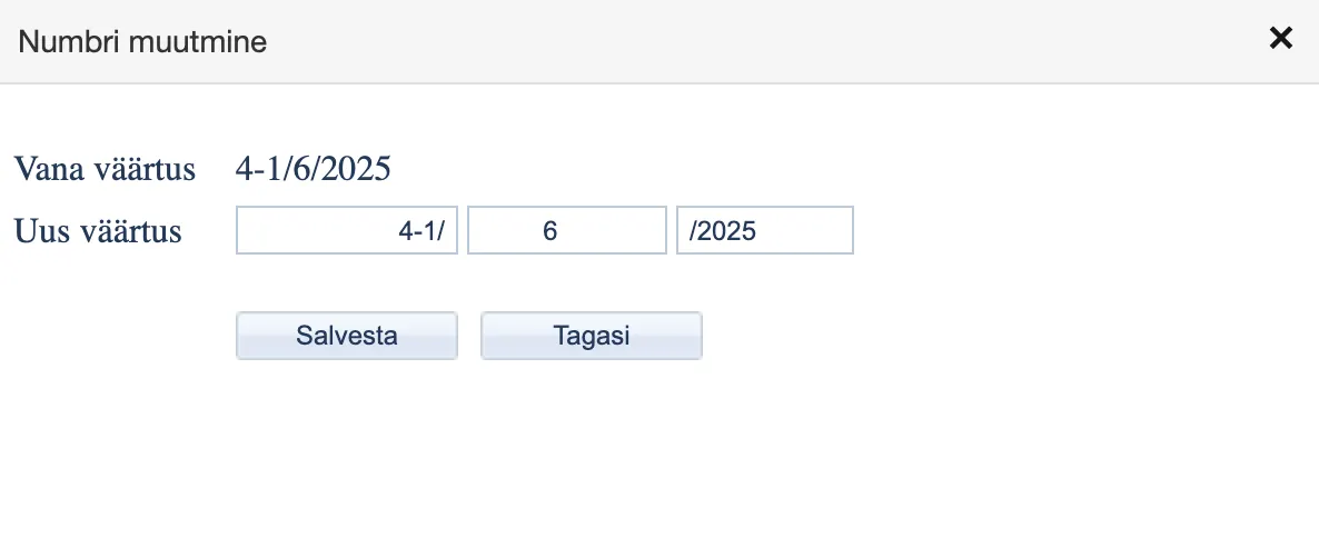 !Existing number change window