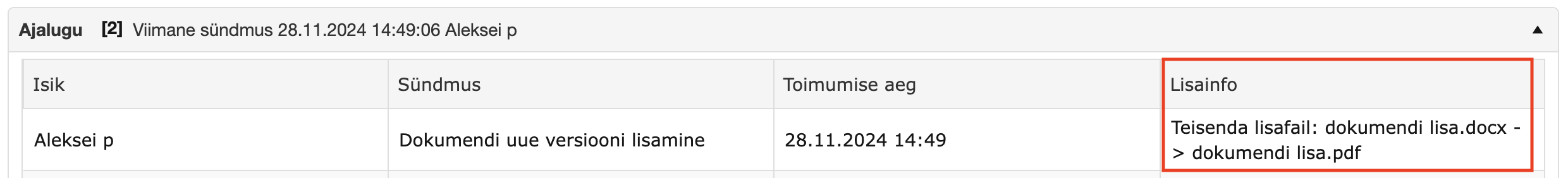 Conversion log