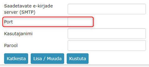 Email account SMTP data fields