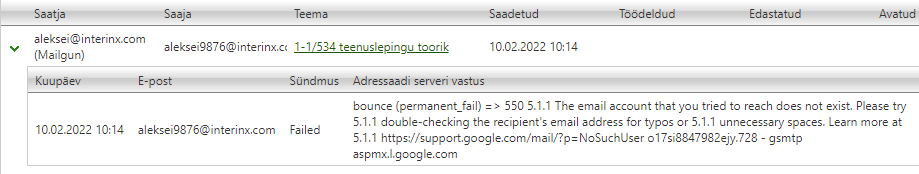!Email problematic log