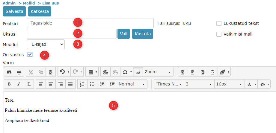 !Adding a Feedback Template