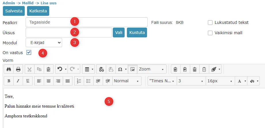 !Adding a Feedback Template