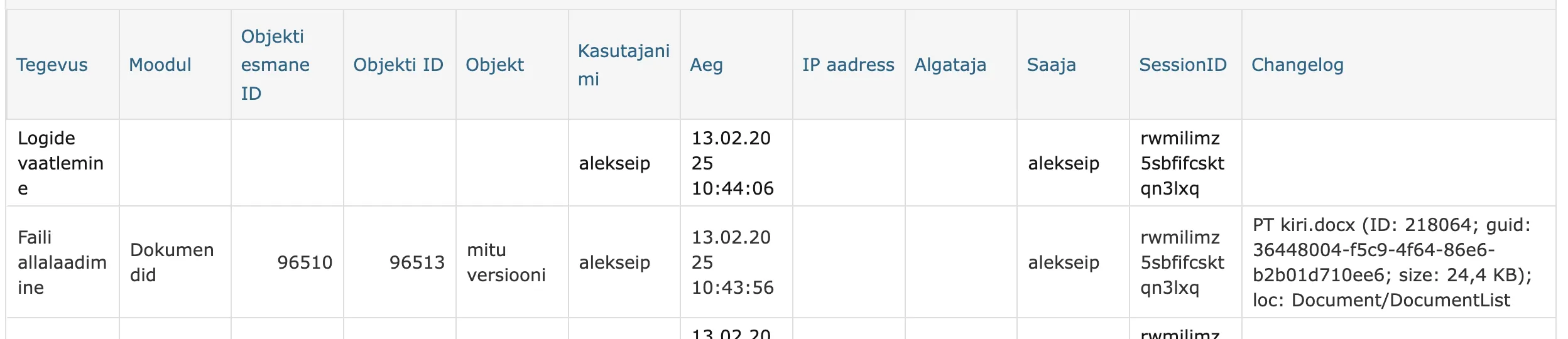 File viewing/downloading logs