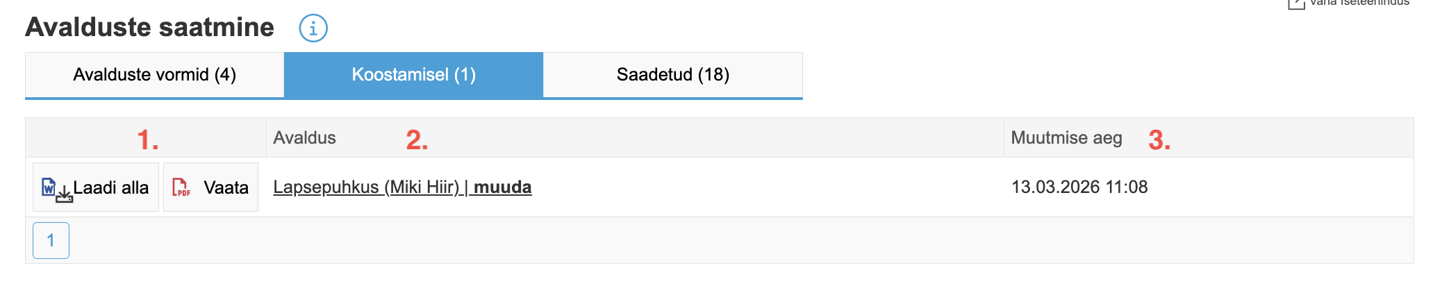In Progress Tab