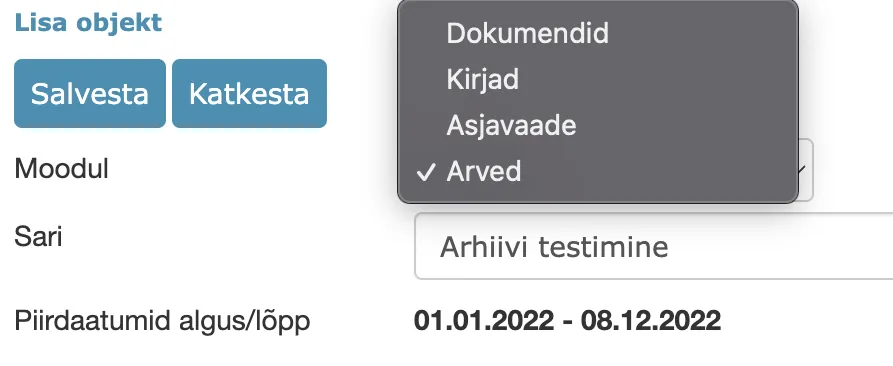 !Invoices module in dropdown selection
