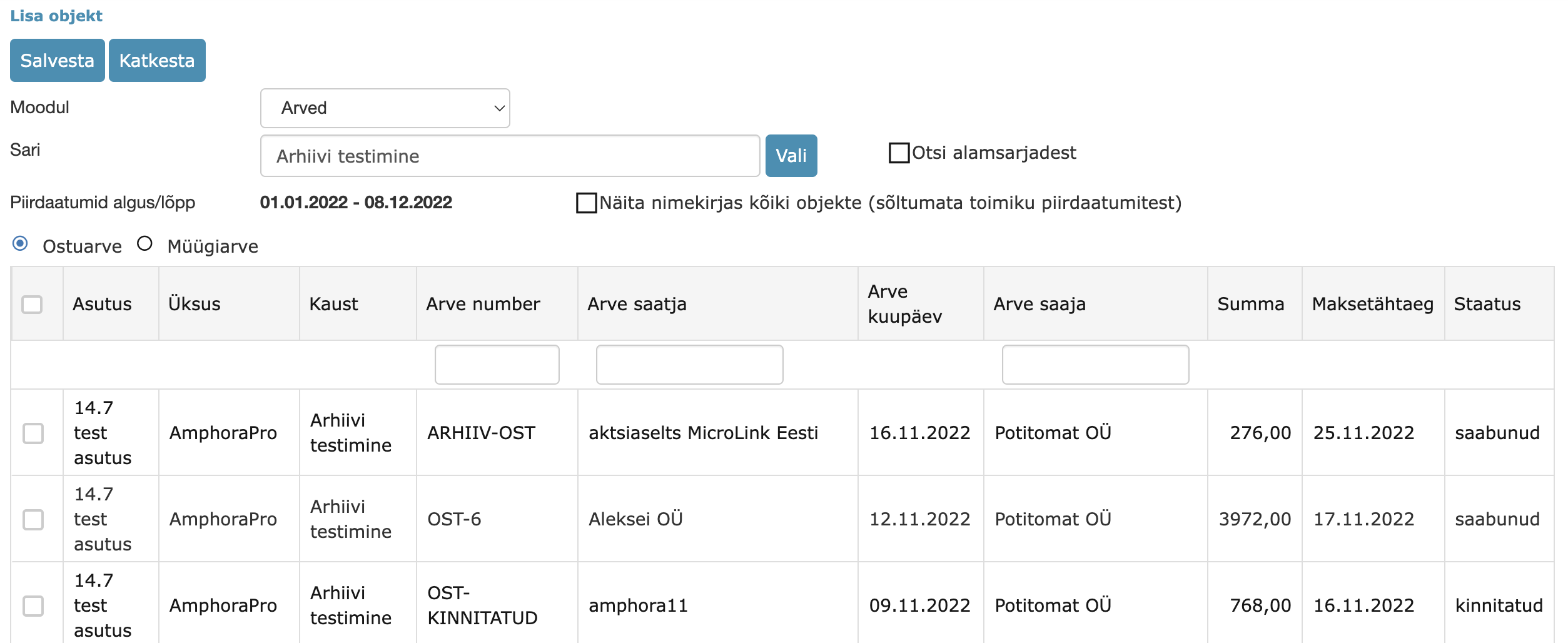 !Invoices list view/table