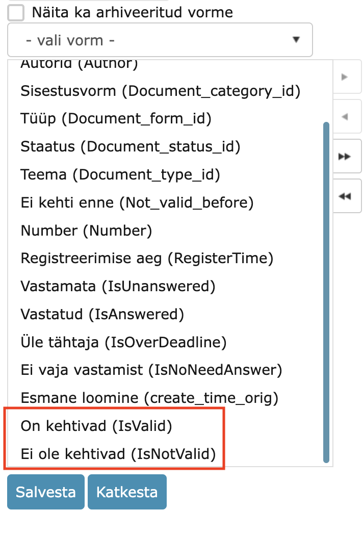 New search fields in profile selection
