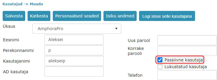 !Setting user as passive