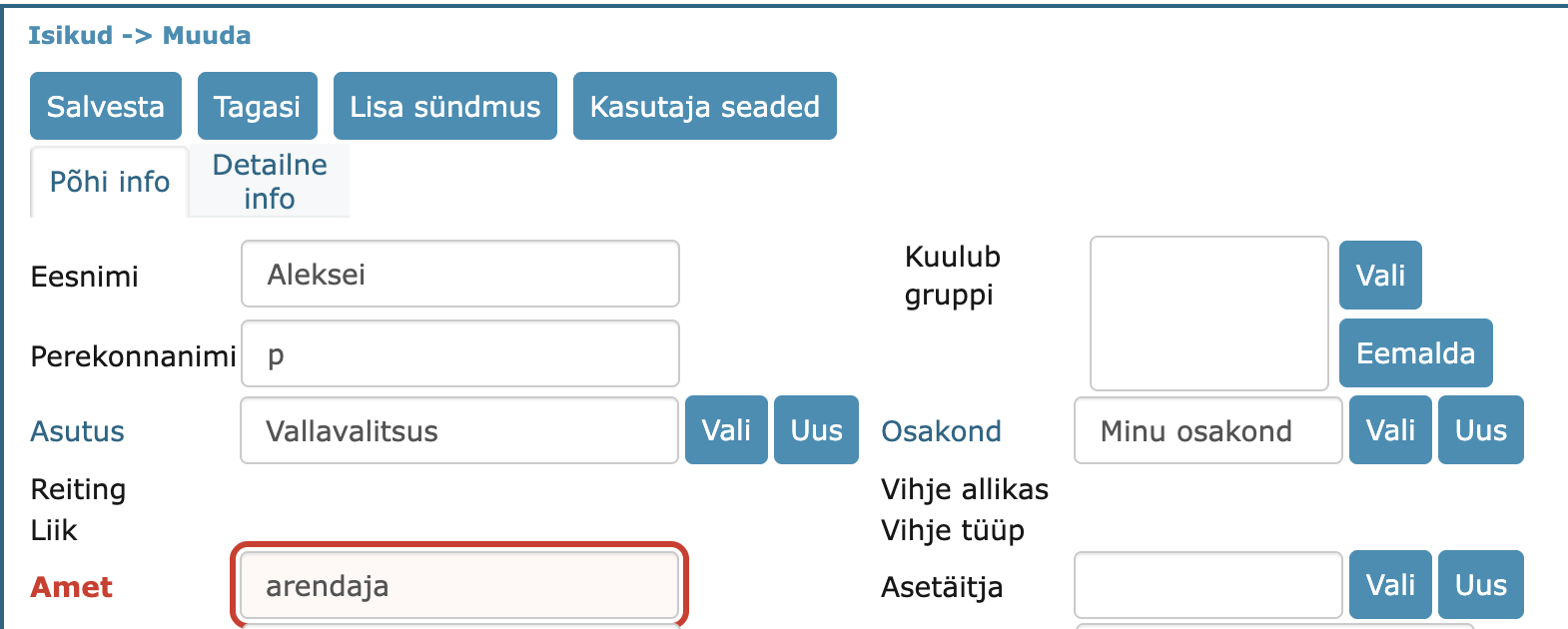 !The Amet (occupation) field on the person form