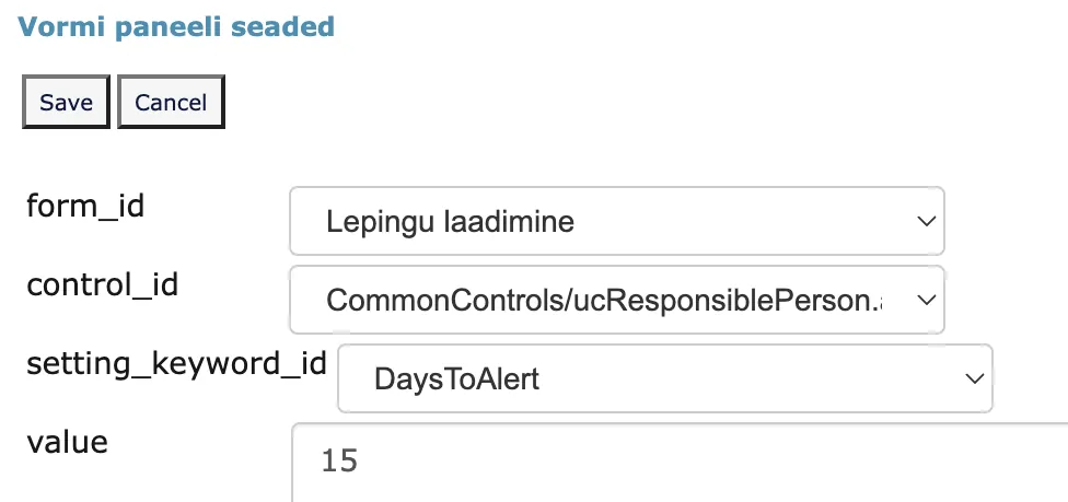 !Days configuration