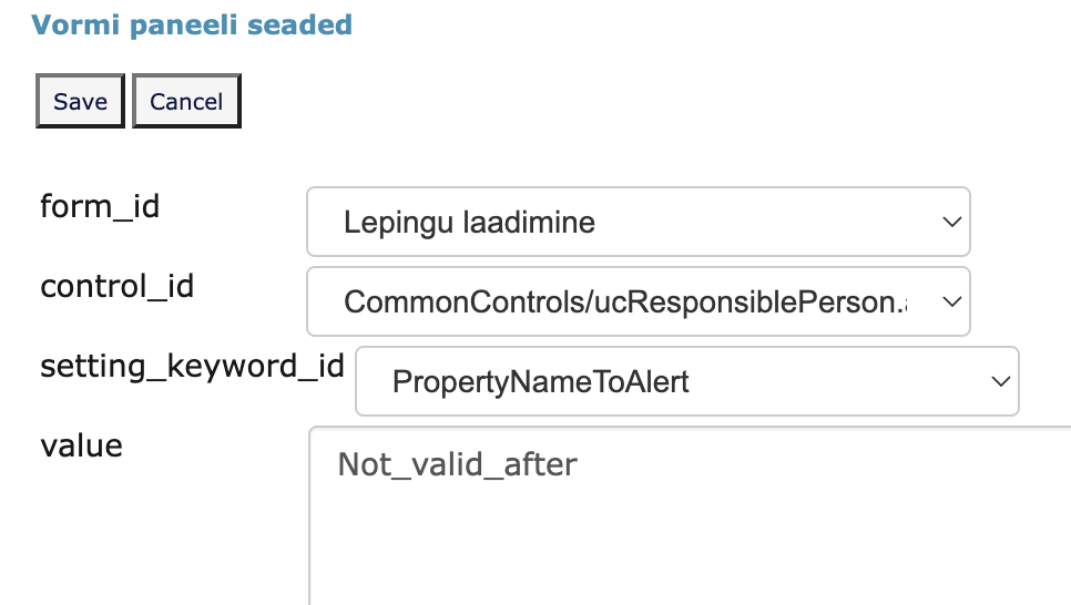 !Field configuration
