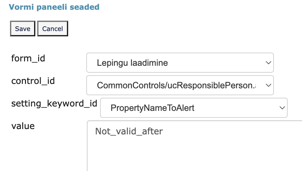 !Field configuration
