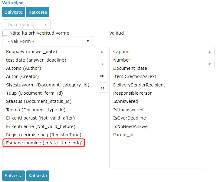 !Field selection for form in search profile