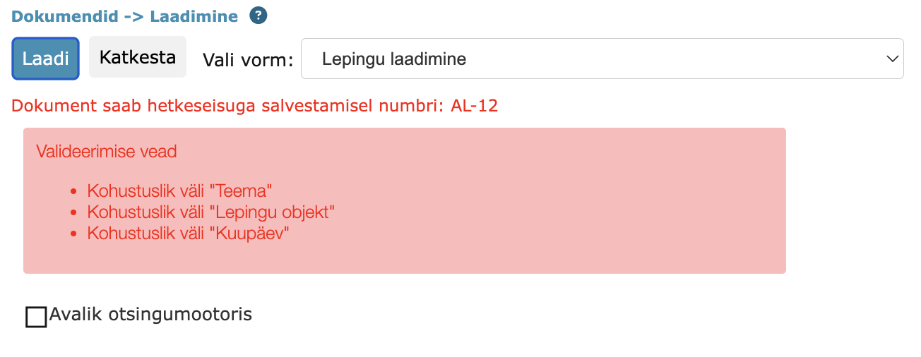 Validation error
