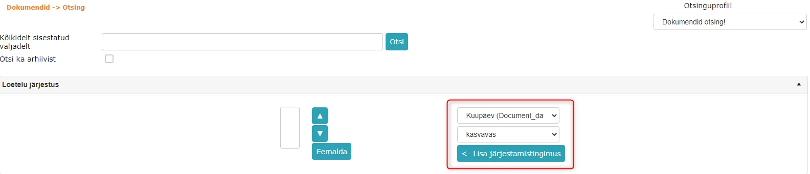!Search sorting condition