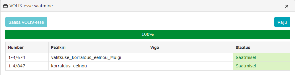 !Green Sending Status