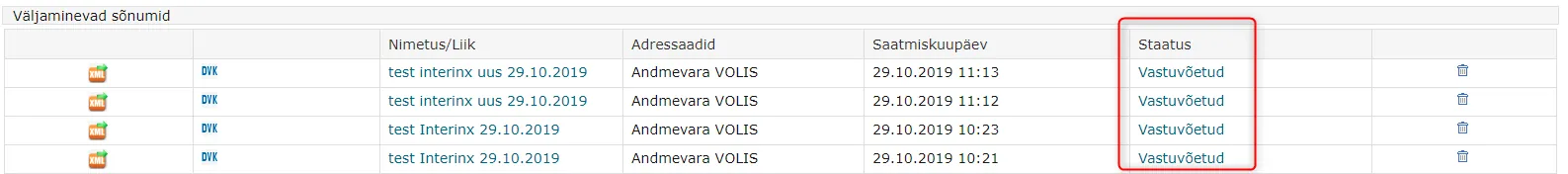 !VOLIS Sending Status
