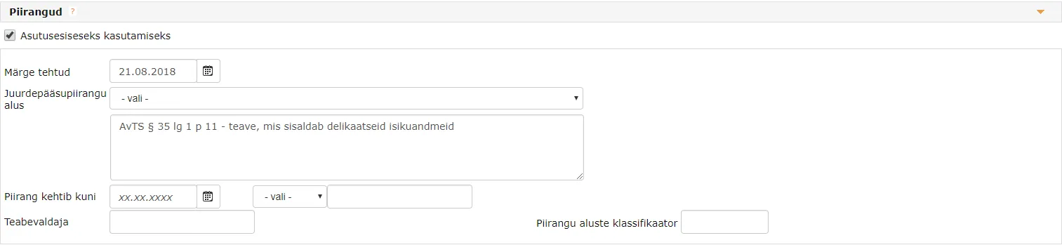 !Piirangute paneel