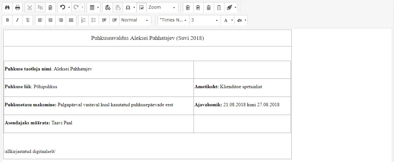 !Genereeritud avaldus