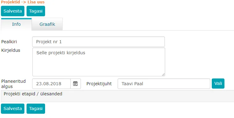!Projekti lisamine