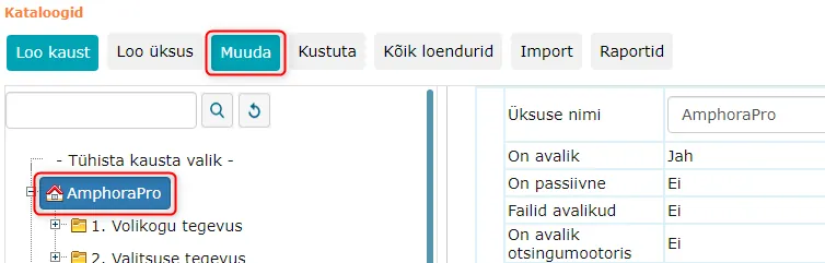 !Üksuse muutmine