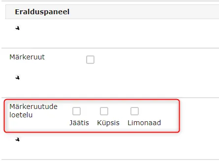 !Märkeruutude loetelu